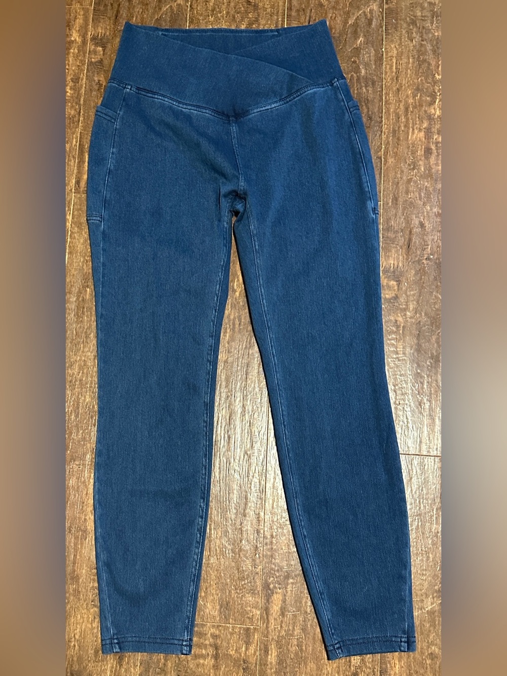 Halara Crossover Waist Jeggings Denim Blue Leggings M